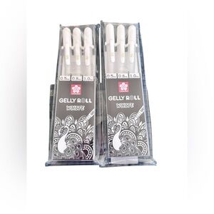 Sakura Set Of 6 White Gelly Roll Gel Pens I Each Fine Medium & Bold Smooth Flow
